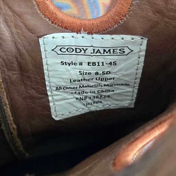 Cody James Brown Western Cowboy Boots with Orange Embroidery Size 8.5 main image 2
